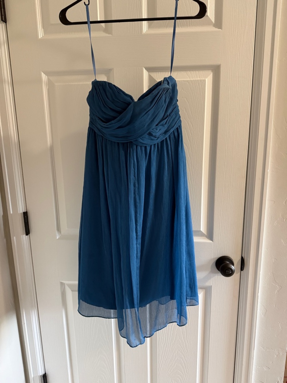 J. Crew Strapless Blue Chiffon Dress